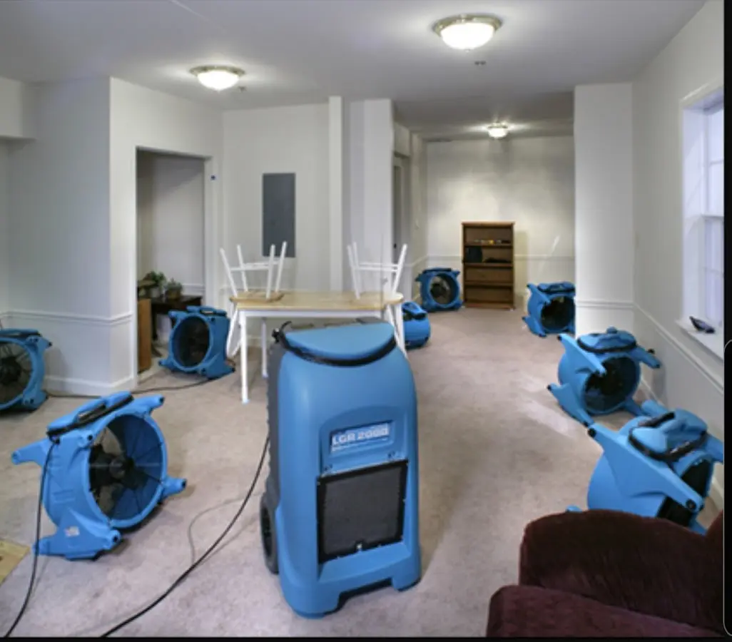 Air movers and dehumidifier setup for Water Extraction & Removal in Bremen